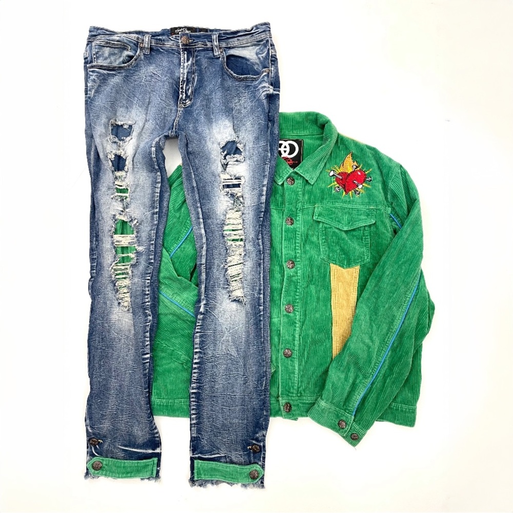 FROST ORIGINAL F1745 Shredded Jeans with Corduroy Layer Size 38/34